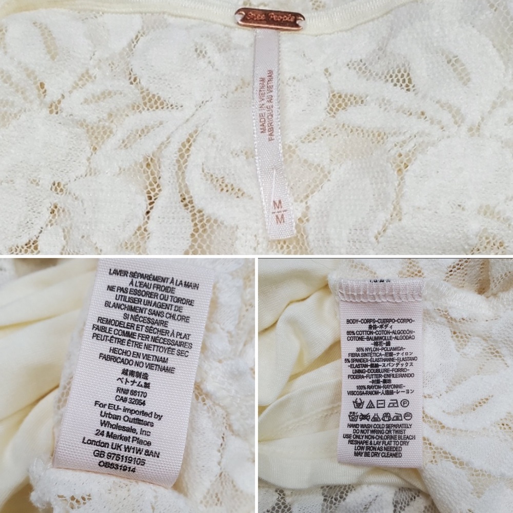 NWT FREE PEOPLE Miles of Lace Ivory Tank Dress - Picture 3 of 5